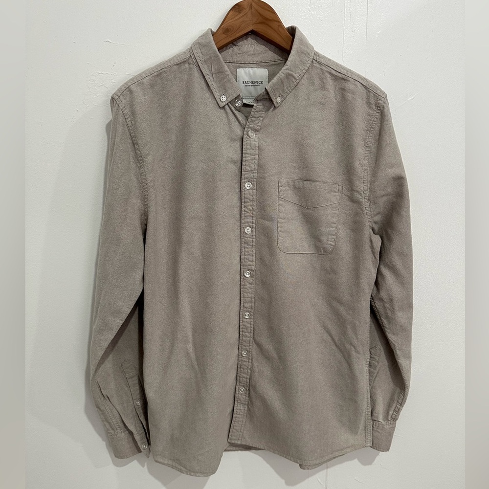 Brunswick Men’s Long Sleeve Button Down Shirt Size Large Gray